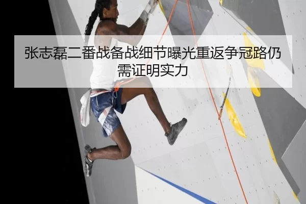 张志磊二番战备战细节曝光重返争冠路仍需证明实力